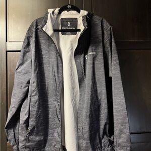 Free Country Gray Raincoat Lightweight Stand-Up Collar